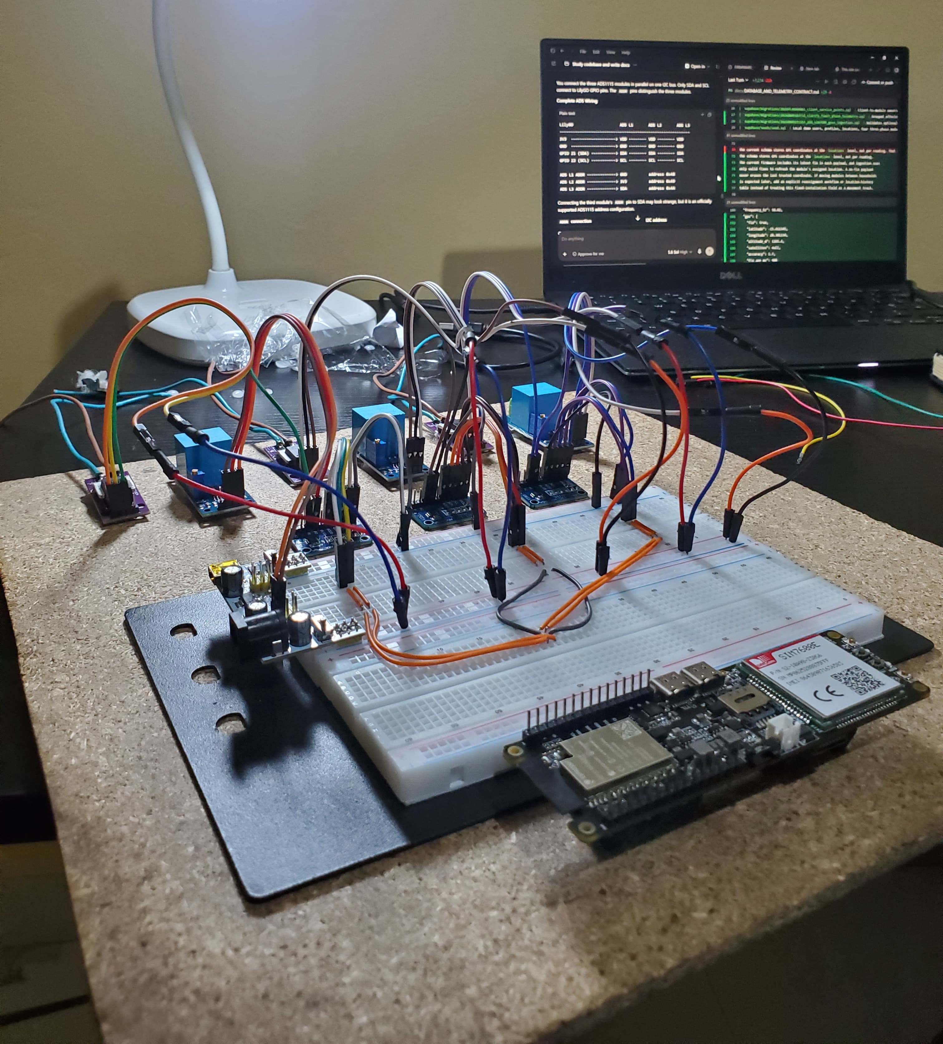 Embedded systems laboratory work representing the sensing and communications engineering behind POMOS