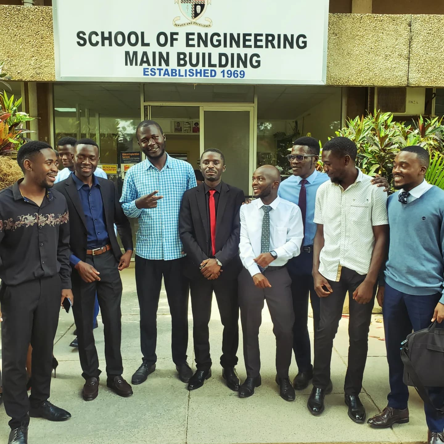 Joseph and engineering coursemates after a final year project oral